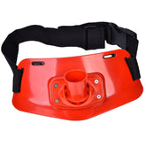 Plplaaoo fishing belt front view with ABS plate and rod support for stability.