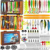 PLUSINNO 137-piece fishing tackle kit in box with lures