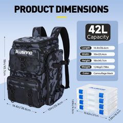 PLUSINNO 42L water-resistant backpack protects gear in rain and mist by the water.