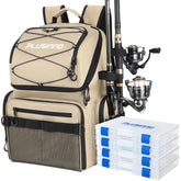 PLUSINNO cooler fishing backpack front view showing organized storage for easy access