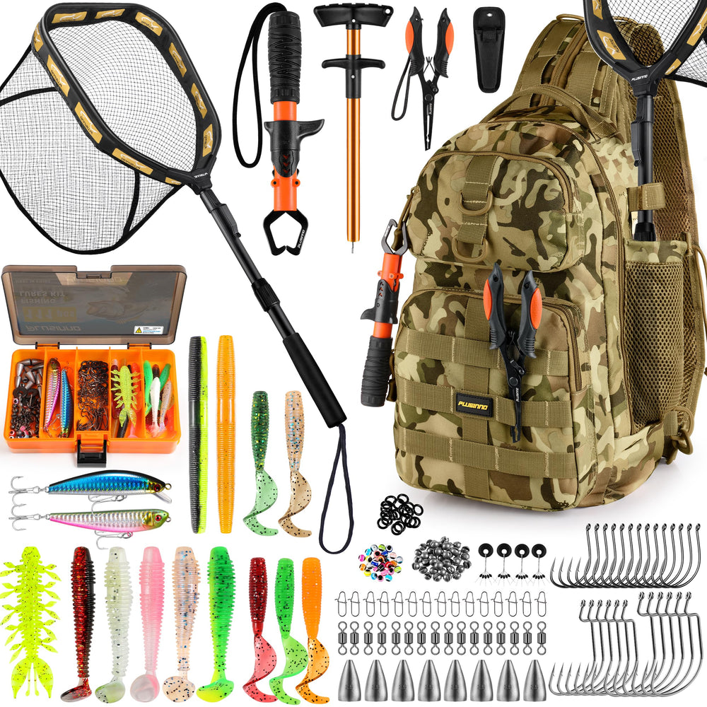 PLUSINNO fishing backpack with floating-net for easy retrieval and catch-and-release