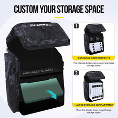 PLUSINNO backpack main compartment with movable divider adapts to gear layout