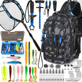 PLUSINNO fishing backpack with rod holder showing organized storage for gear on the go.