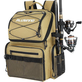 PLUSINNO fishing backpack with rod holders for organized gear on the water.