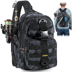 PLUSINNO Fishing Backpack water-resistant exterior ideal for all-weather storage during fishing trips.