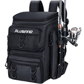 Plusinno fishing backpack waterproof fabric keeps gear dry in rain.