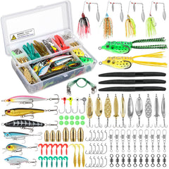PLUSINNO fishing lures kit – front view with tackle box