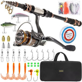 PLUSINNO fishing rod-reel combo carry case ready for travel and saltwater fishing