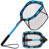 PLUSINNO floating net hoop demonstrates buoyant design for easy retrieval in windy rivers.