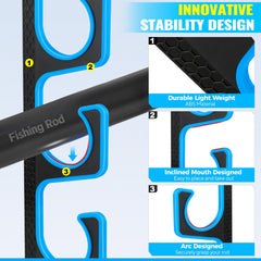 Holds up to five fishing rods in under 18 inches of space