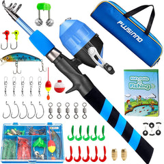 PLUSINNO Kids fishing pole telescopic shown as a compact, portable rod for outdoor use