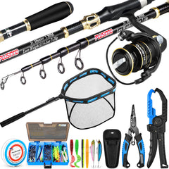 PLUSINNO rod-and-reel-combo offers a portable freshwater and saltwater setup.