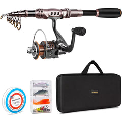 Plusinno spinning rod and reel combo for travel-friendly fishing adventures