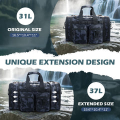 Waterproof 900D fabric and reinforced stitching on PLUSINNO bag