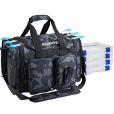 PLUSINNO tackle bag compact mode for a tidy day trip with organized pockets.