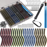 PLUSINNO wacky-worm-kit-box shows organized tackle storage for quick fishing setups.