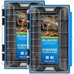 Front view of PLUSINNO Waterproof Fishing Organizer with removable dividers