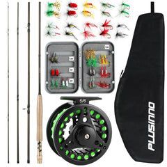 PLUSINNO 9' 5/6wt 4-piece graphite fly rod and reel combo