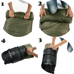 PO PO BEAR Zero Degree Sleeping Bag green right-zip shows double-bag compatibility.