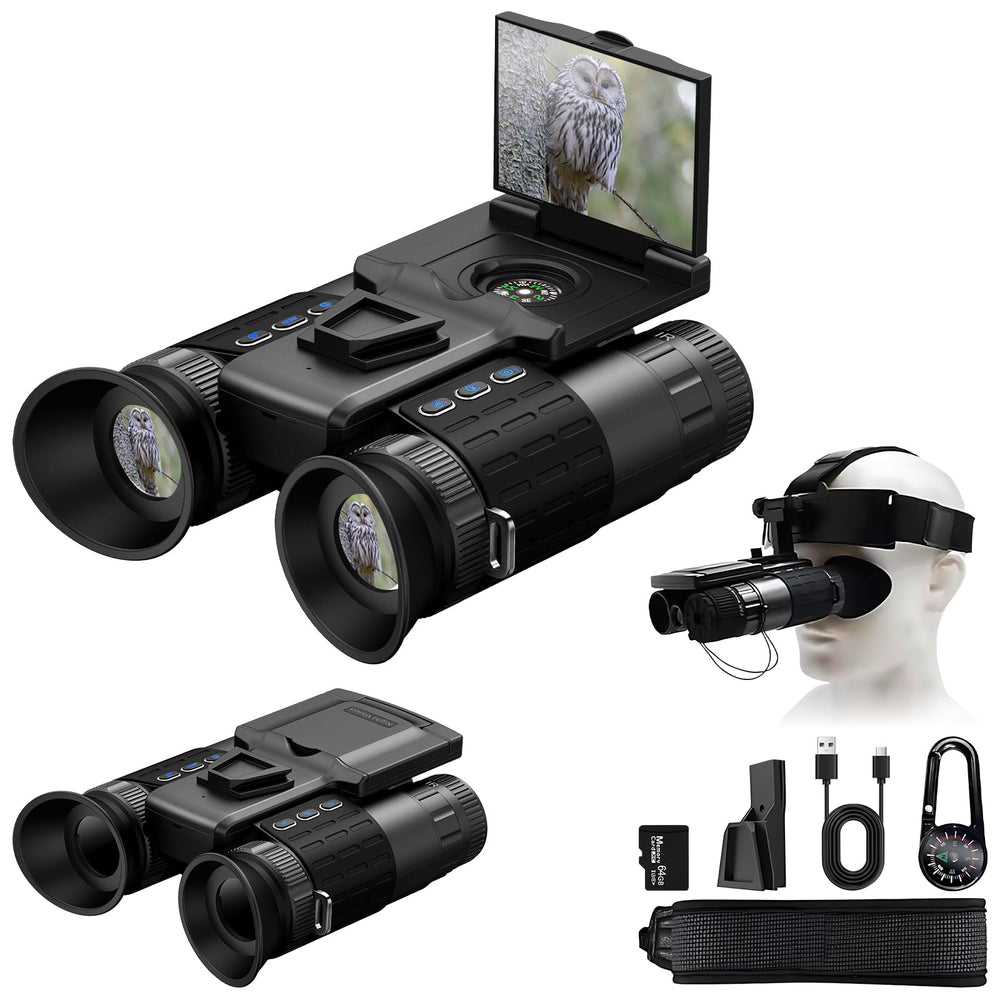Poaid head-mounted NV goggles front view for hands-free night exploration.