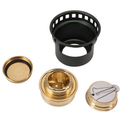 POENVFPO alcohol stove assembled in dark green for quick outdoor cooking