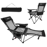 POEPORE reclining camping chair with detachable footrest for customizable outdoor comfort.