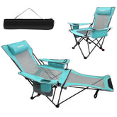 POEPORE reclining camping chair 4-position view, versatile beach and patio seating.