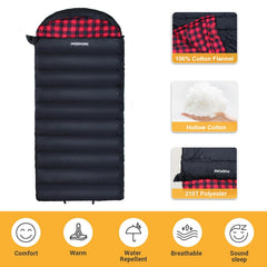 POEPORE sleeping bag convertible to a double or open mat for versatile use.