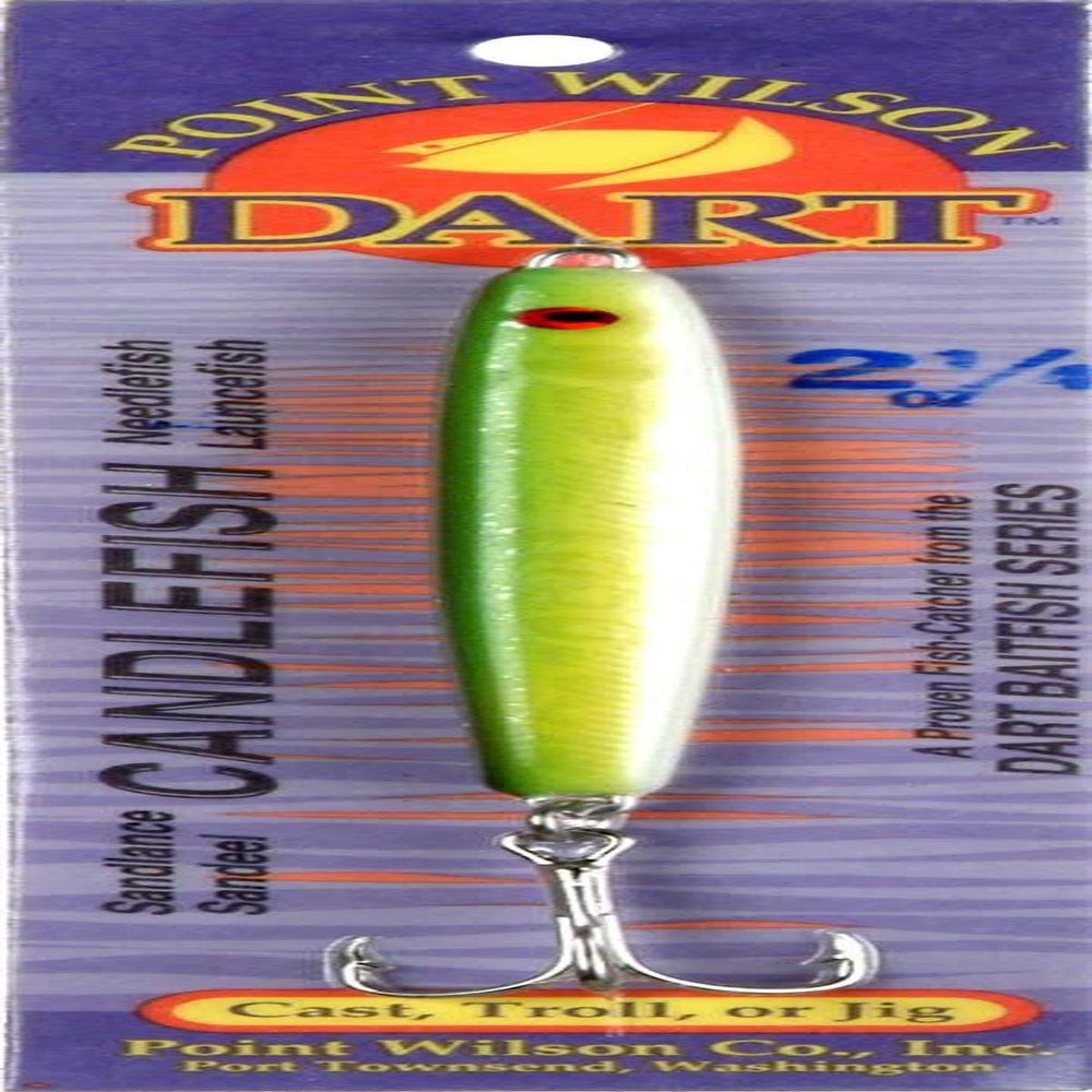 Point Wilson Dart Candlefish jig in green pearl for fast sinking to the target depth