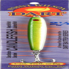 Point Wilson Dart Candlefish jig in green pearl for fast sinking to the target depth