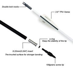 Pointdo 12-pack arrows with removable tips for adaptable bow setups
