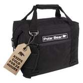 Polar Bear Coolers original nylon soft cooler bag black top view, sturdy and portable