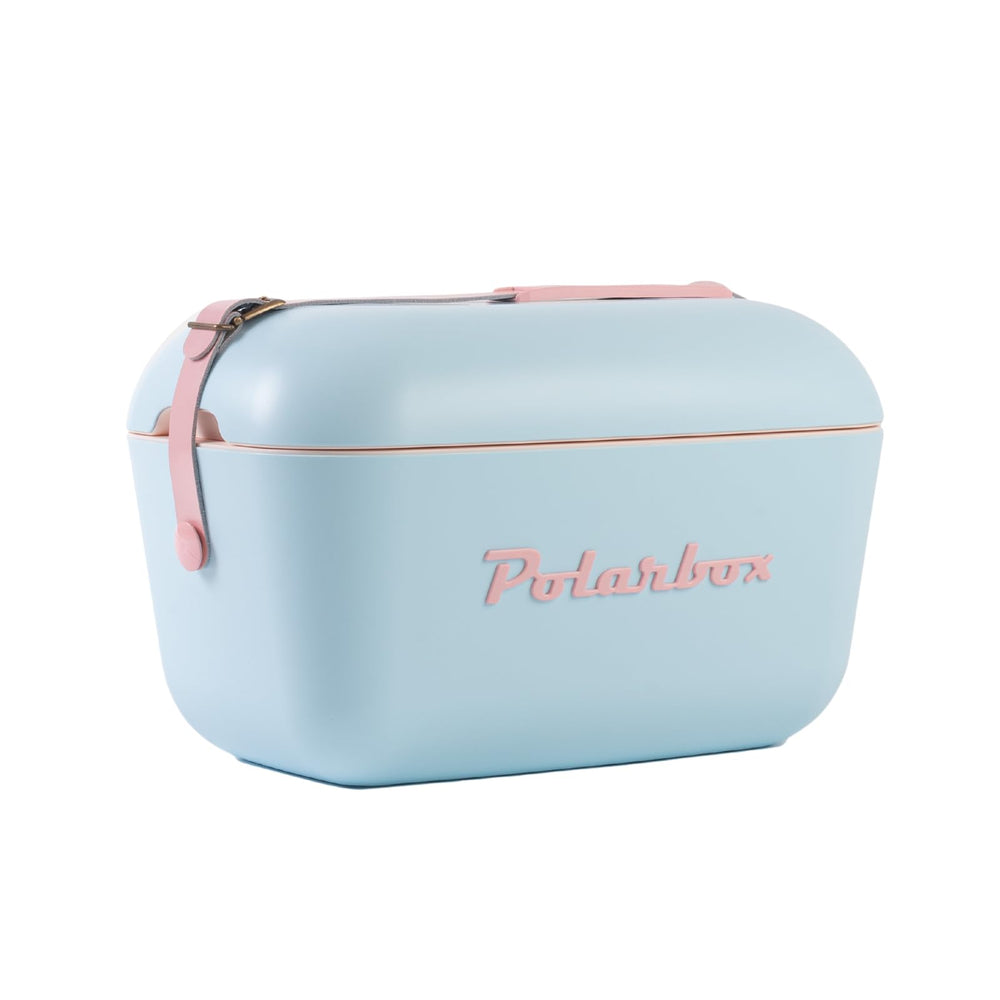 Polarbox cooler side-buckle view showing secure transport for beverages