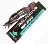 Vertical Trolling Polpoctus 190g brown glitter uv front view shows a lifelike octopus lure for deep-sea fishing.