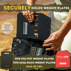 Polyfit Rucking Backpack 2.0 back panel and straps highlight breathable comfort.