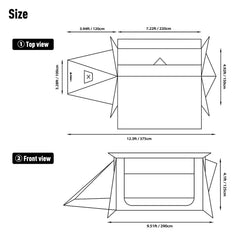 POMOLY STOVEHUT70 stove jack demonstrates stove-ready shelter with chimney compatibility.