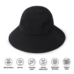 Ponyflo Sun Hat Black packable on-the-go option ideal for travel.