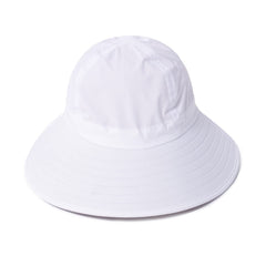 Ponyflo Sun Hat White, front view, provides sun protection for outdoor adventures.