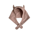 Pooyikoi Y2K polar fleece ear cap front view with horn accent for warmth