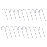 POPETPOP 24Pcs heavy-duty steel tent pegs with half-moon design for wind-resistant anchoring.