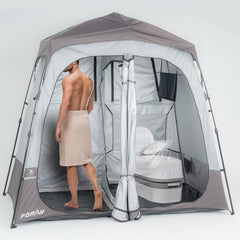 Porayhut portable camping shower tent deluxe front view for easy privacy on outdoor trips.