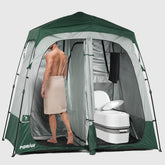 Porayhut portable camping shower tent deluxe setup angle view for easy privacy during changing