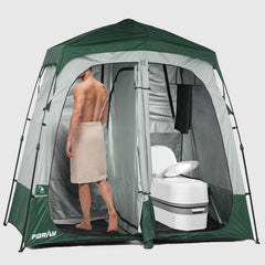 Porayhut portable camping shower tent deluxe setup angle view for easy privacy during changing