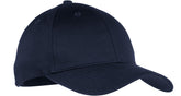 Port and Company six-panel cap front view with embroidery-friendly design and classic shape