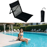 Portable camping chair with mesh backrest provides breathable support for outdoor seating.