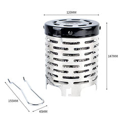 Portable Camping Mini Stove Heater Cover on stove-mount demonstrates secure fit