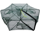 Portable folded fishing net opened for use