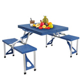 Portable Folding Picnic Table table in blue, ideal for easy outdoor meals.