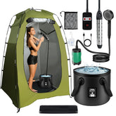 Portable Hot Shower privacy tent demonstrates outdoor privacy for camping showers.