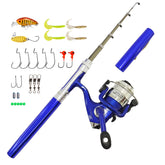 Portable mini pen-style fishing rod 38 inch Blue compact design